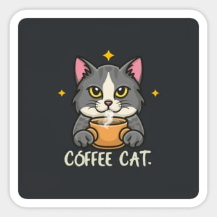 Black coffee cat Sticker